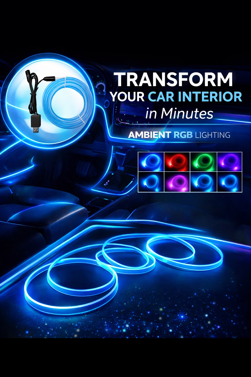 Zestaw Ambient RGB 4m do wnętrza auta