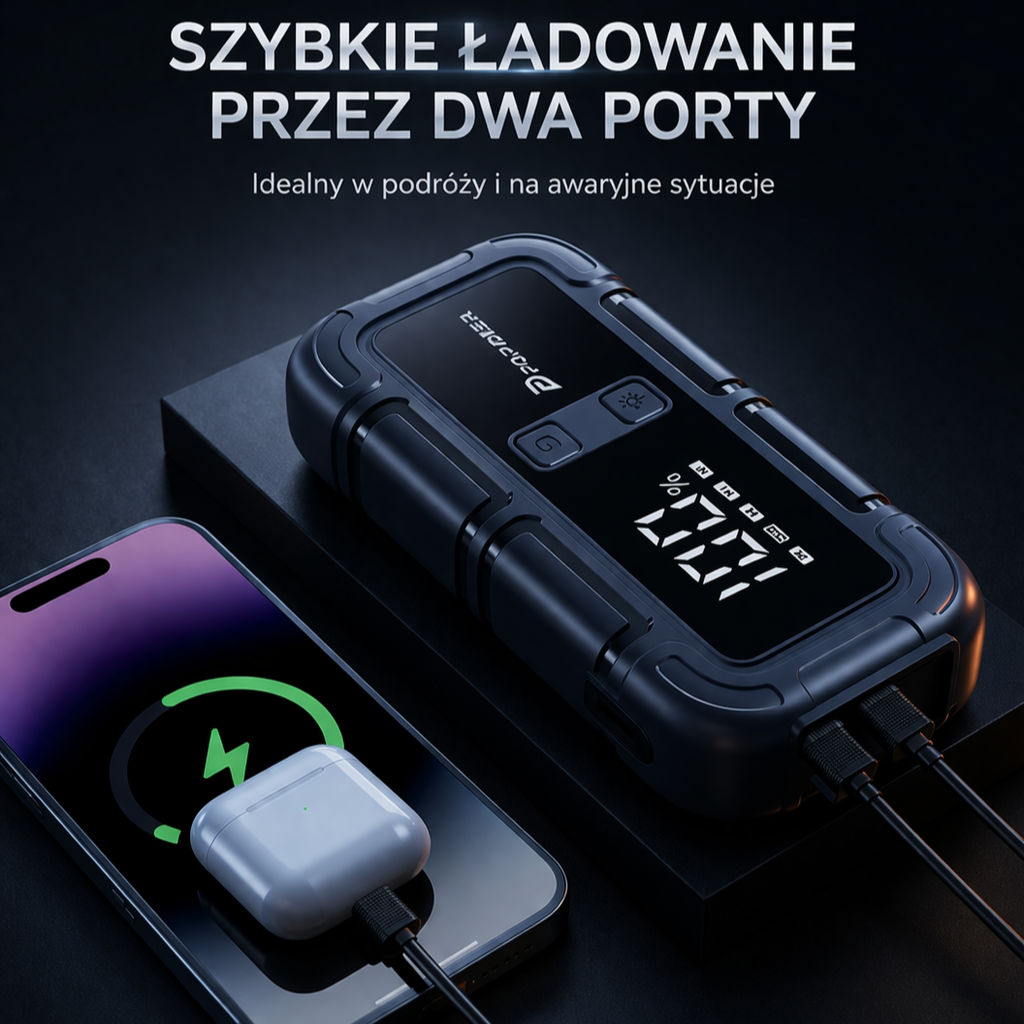 Przenośny Booster Samochodowy 4000A + Powerbank