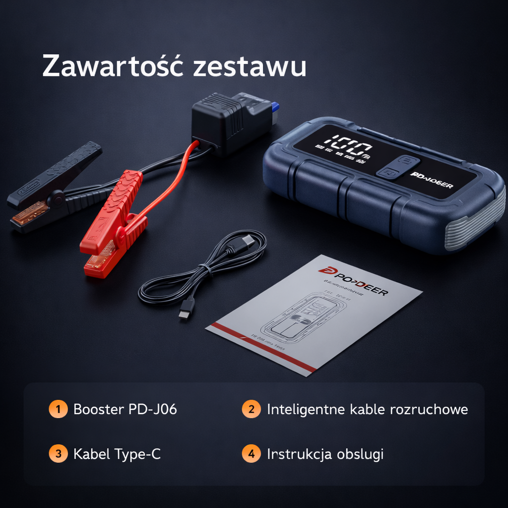 Przenośny Booster Samochodowy 4000A + Powerbank