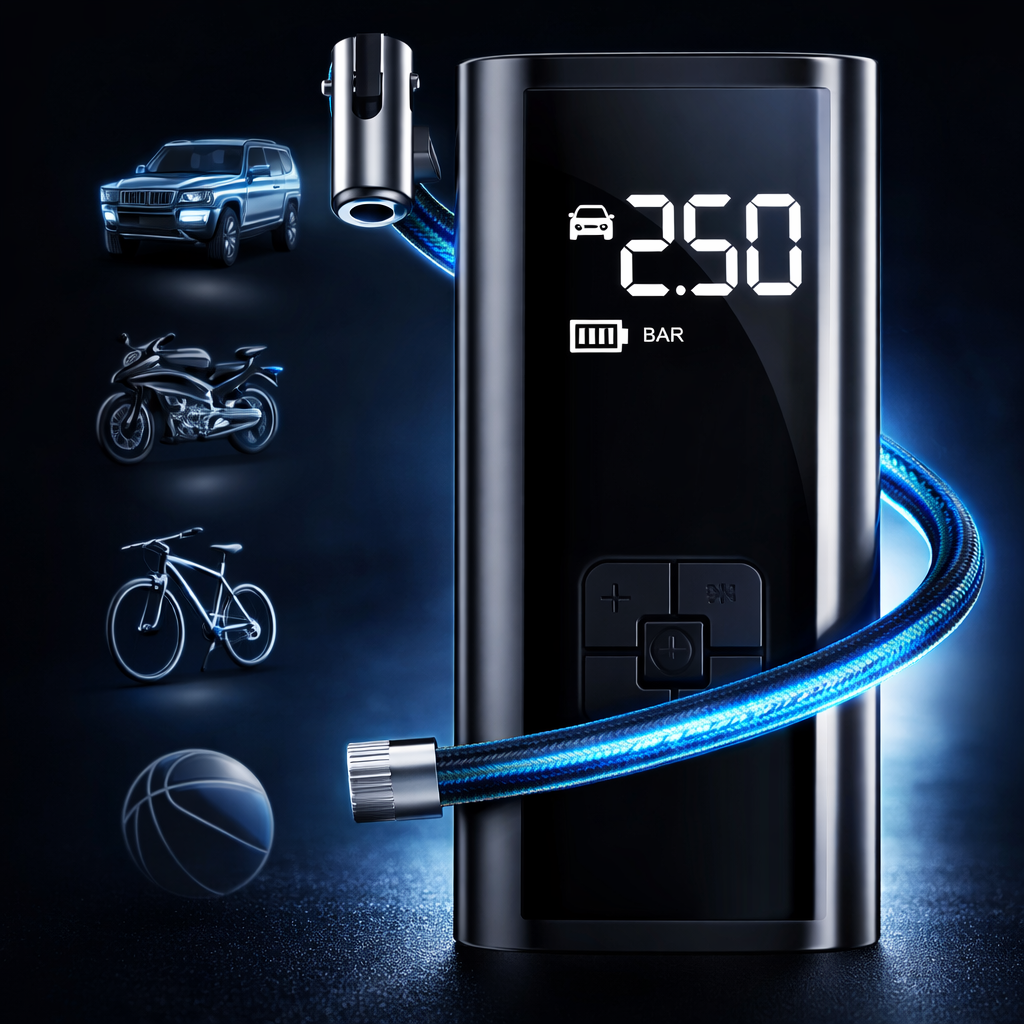 Kompresor samochodowy z wyświetlaczem LED