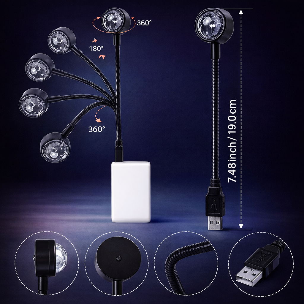 Projektor gwiazd USB do auta