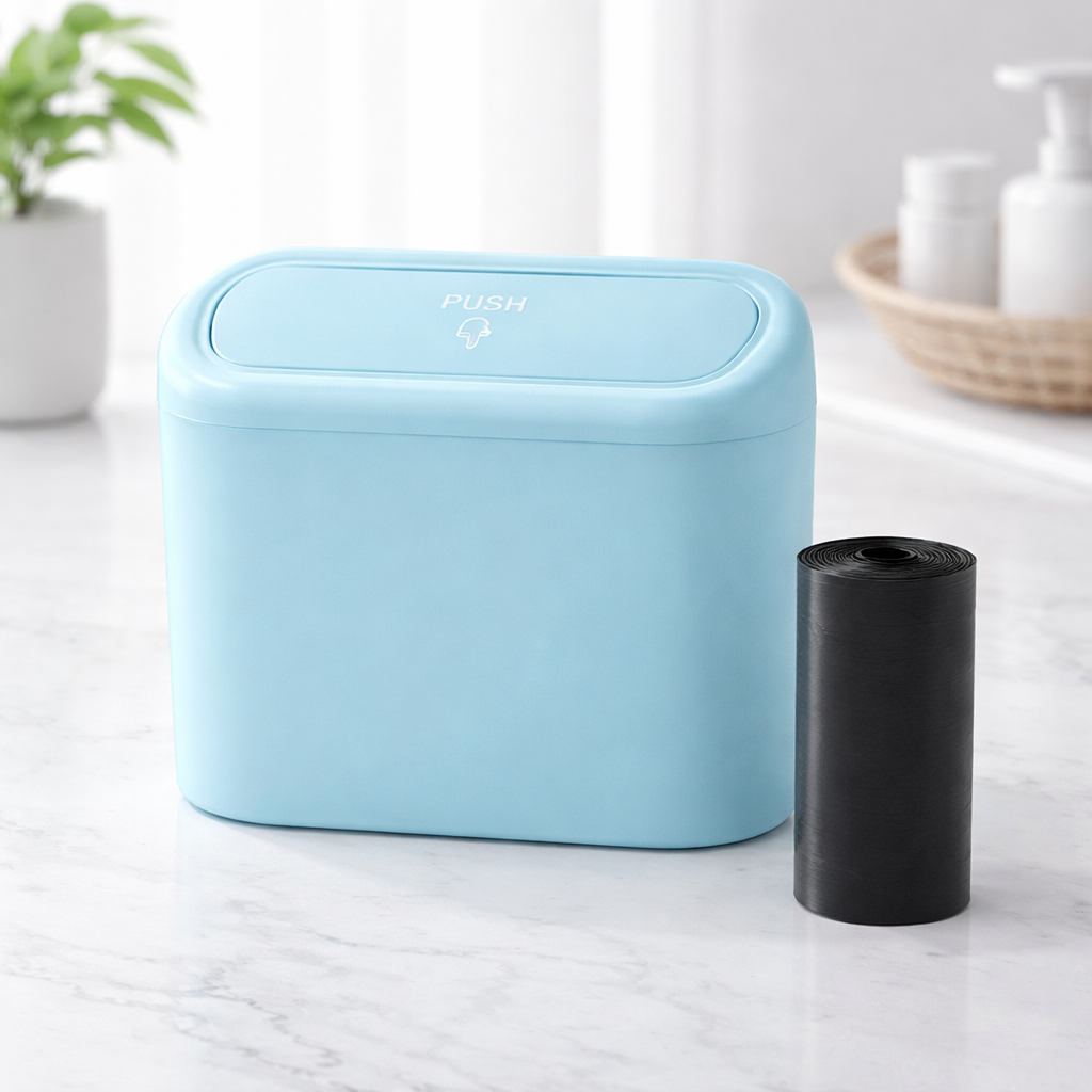 Kosz Samochodowy z Pokrywą Push – Mini Organizer do Auta