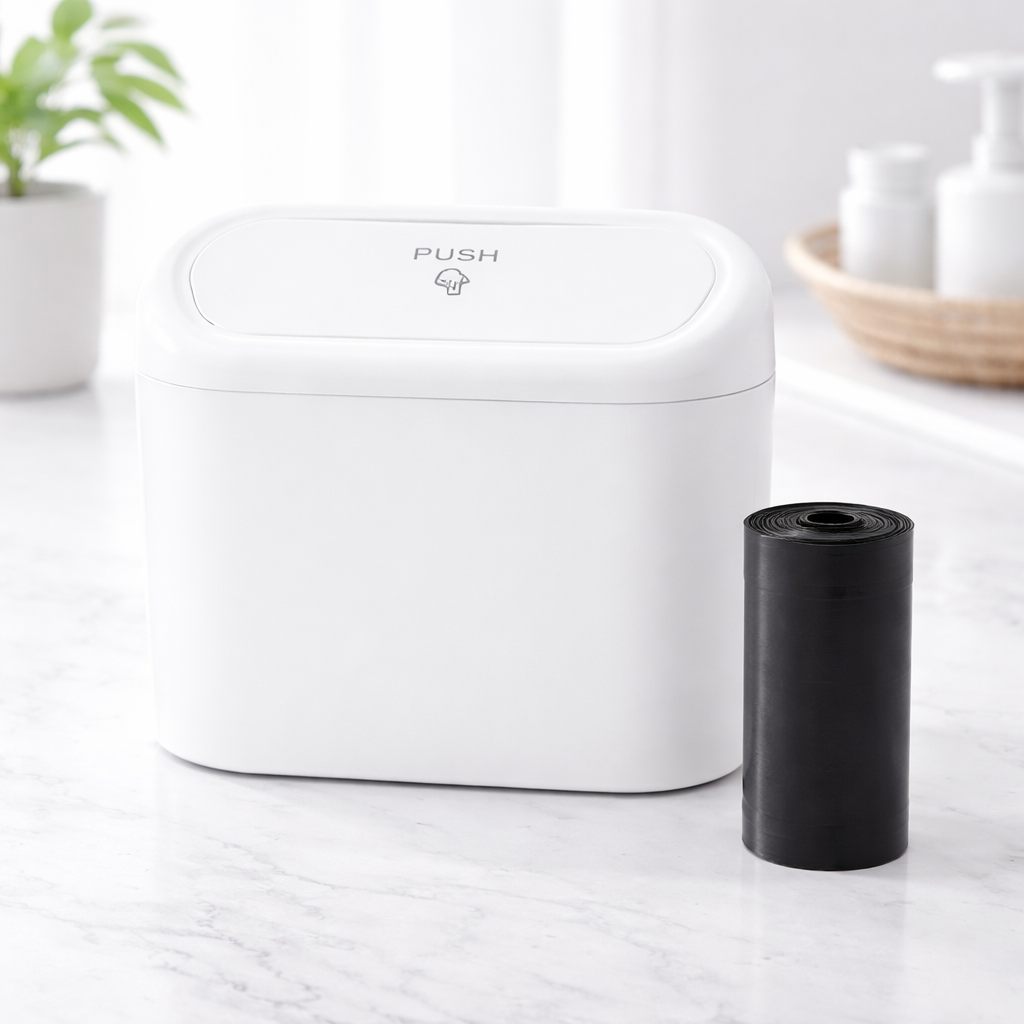 Kosz Samochodowy z Pokrywą Push – Mini Organizer do Auta