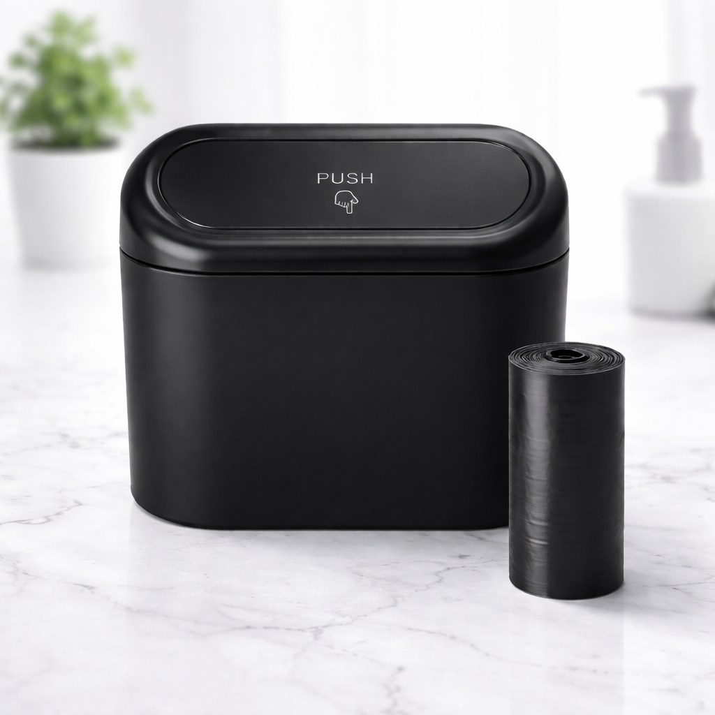 Kosz Samochodowy z Pokrywą Push – Mini Organizer do Auta